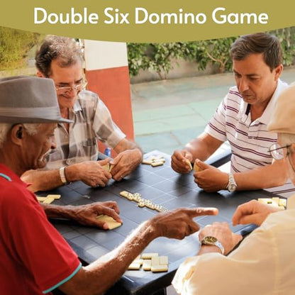 Doreimi Double 6 Dominoes Set, 28 Tiles, 4 Wooden Racks, Travel Case | Easy-Read Dots, Portable Carrying Case, Classic Board Game, Great For Kids And Adults, Family Game Nights - style: Double 6 Dot