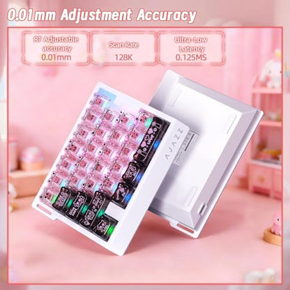 A.JAZZ AK029 Wired 29 Keys One-Handed RGB Gaming Keyboard with 8000HZ,0.01mm RT Magnetic Switches Adjustable Actuation,Hotswappable Mechanical Keyboard,Aluminum Plate,Web Driver for Gamers-Black Pink - color: Back & Pink