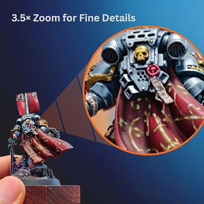 FOXBITE LED Magnifier Glasses for Miniature Painting – 5 Lenses, Dual-Brightness Light, Rechargeable Headset with Glasses or Headband Option – Hobby Tool for Warhammer, D&D, Model Kits