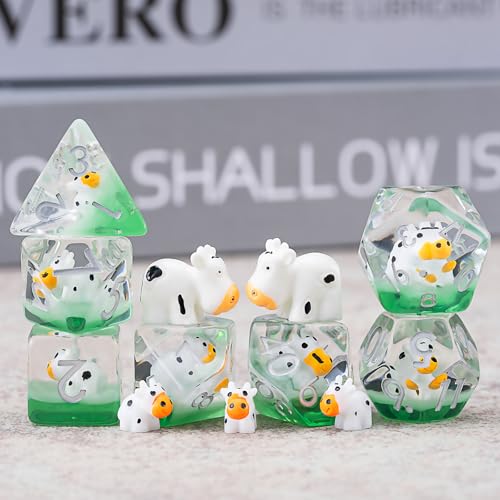 Polyhedral D&D Dice Cow Dice,Resin Cow DND Dice Set for Dungeons and Dragons MTG RPG Board Games - color: Cow