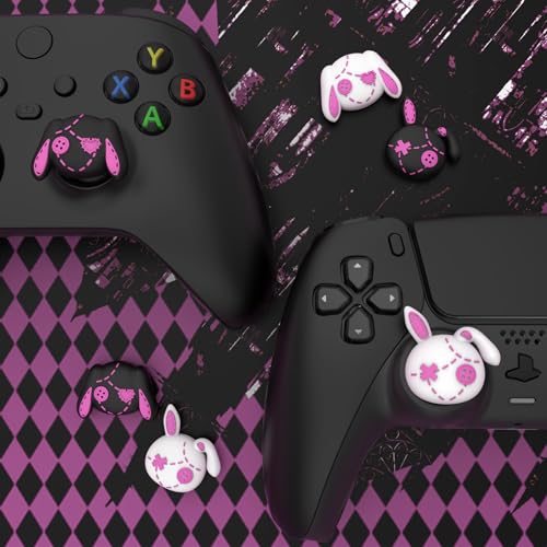PlayVital Cute Thumb Grip Caps for ps5/ps5 Edge Controller, Joystick Caps for Switch 2 Pro/Switch Pro Controller, Thumbstick Cover for Xbox Series X/S, Elite Series 2, Xbox One - Lovely Punky Bunnies - color: Lovely Punky Bunnies