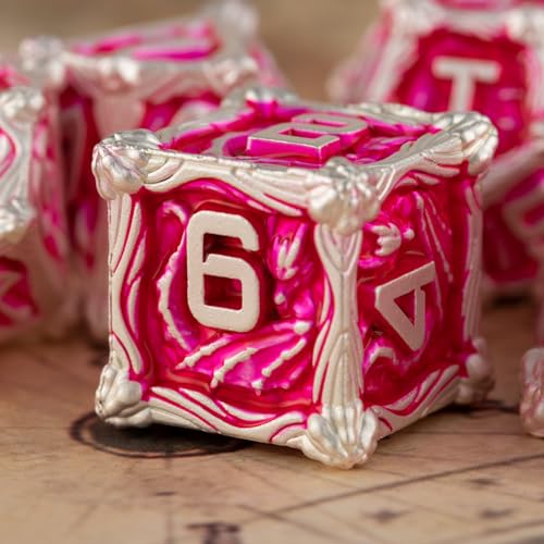 Surpass DND Metal dice Set MTG dice Set Role Playing Polyhedral Dice Dungeon DND Dragon dice - color: Pink