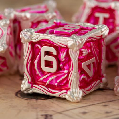 Surpass DND Metal dice Set MTG dice Set Role Playing Polyhedral Dice Dungeon DND Dragon dice - color: Pink