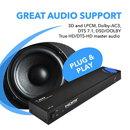 OREI 1080p 1x8 HDMI Splitter, 1 Port to 8 HDMI Display Duplicate/Mirror - Powered Splitter Ver 1.3 Certified for Full HD 1080P High-Resolution 3D Support (One Input to Eight Outputs) (Pack of 2) - size: 1x8 (Pack of 2)