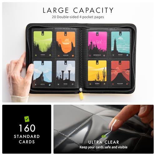 Vault X 4 Pocket Zip Trading Card Binder 160 Cards Exo-Tec (Yellow) | Holds 160 standard-size TCG cards in 20 side-loading 4-pocket pages. Padded, water-resistant Exo-Tec cover. - color: Yellow