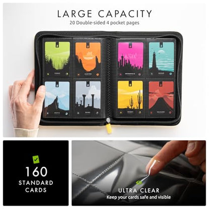 Vault X 4 Pocket Zip Trading Card Binder 160 Cards Exo-Tec (Yellow) | Holds 160 standard-size TCG cards in 20 side-loading 4-pocket pages. Padded, water-resistant Exo-Tec cover. - color: Yellow