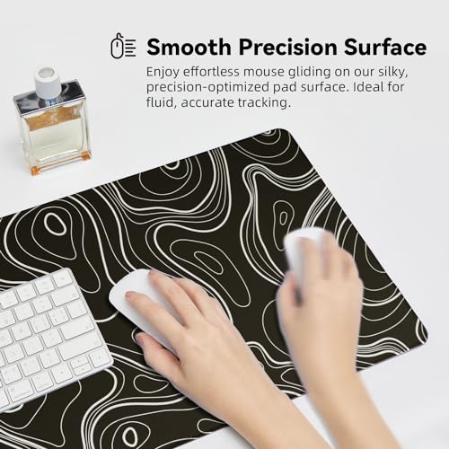 Reniteco Waterproof Large Office & Gaming Mouse Pad, 31.5" x 11.8" x 0.12" | Anti-Fray Stitched Edges, Premium Textured Surface, Non-Slip Rubber Base, Water and Stain Resistant Protection - color: Topographic Map Black, size: 31.5''x 11.8''x0.12"