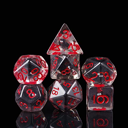 Cusdie 7-Die Dice DND, Polyhedral Dice Set Filled with Animal, for Halloween Role Playing Game D&D Dice(Bat) - color: Black Bat