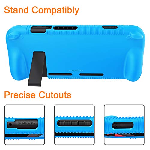 FINTIE Soft Silicone Protective Case Compatible with Nintendo Switch 2017 | Ergonomic Grip Design, Kickstand Compatible, Anti-Slip, Anti-Scratch & Shock-Absorption Grip Case for Switch 6.2-inch, Blue - color: Blue