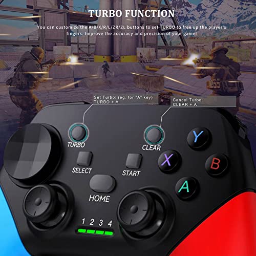arVin Game Controller for iPhone/iOS/Android/PC/Steam Deck with Phone Holder, Turbo, Wireless Gamepad Joystick for iPhone 15/14/13/iPad/MacBook/Samsung Galaxy/Tablet, Call of Duty, Apex -Direct Play - color: Red&Blue