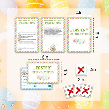 Easter Friendly Feud Game, Funny Easter Party Games, Spring Friendly Feud Trivia Quiz for Family Adults, Spring Bunny & Eggs Holiday Party Supplies -13 - color: Easter Basket-green