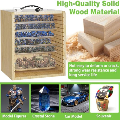 Miniature Storage Case for Collectibles Miniatures, Wooden Display Cases with 6 Trays, Miniature Display Case Miniatures Transport Case (Natural Pine) - color: Natural Pine