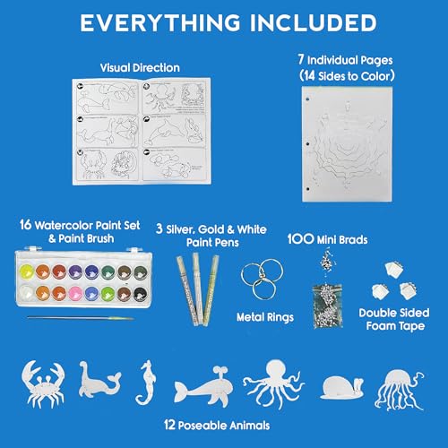 EyeConnect Crafts DIY 3D Tunnel Book Kit – Creative STEAM Art & Craft Set for Kids & Teens, Build, Paint & Make Your Own Book with Posable Interactive Animals & Characters (Ocean) | Build, paint, create a unique pop-in book with 12 posable animals! Screen
