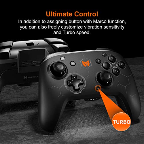 Wireless Gaming Controllers, BIGBIG WON PC Gaming Controller Custom Button, 6-Axis Gyro, Dual Shock, Macro, Turbo, 2.4GHz Dongle Gamepad for Windows 10/Android/iOS/Switch Bluetooth Controller Black - color: Z-C2