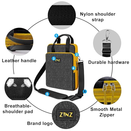 ZINZ Laptop Shoulder Bag 12.3-13 inch Case Sleeve, Expandable Handbag with Valuables Compartment Compatible with MacBook Air/Pro/Neo 13", iPad 12.9"/13"/11", Shockproof,Black-Yellow edge - color: Black-yellow Edge