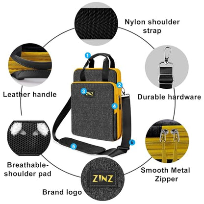 ZINZ Laptop Shoulder Bag 12.3-13 inch Case Sleeve, Expandable Handbag with Valuables Compartment Compatible with MacBook Air/Pro/Neo 13", iPad 12.9"/13"/11", Shockproof,Black-Yellow edge - color: Black-yellow Edge