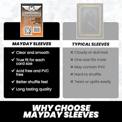 Mayday Games USA Chimera Card Sleeves – 100 Pack, 57.5 x 89 mm, Super Clear 40 Micron Polypropylene, Acid-Free, PVC-Free – MDG-7044