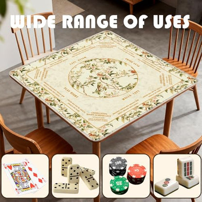 Yellow Floral Bird Chinoiserie Mahjong Mat 31.5 x 31.5 in,Traditional Chinese Flower Non-Slip Noise Reduction Gaming Mat for Table American Mahjong Poker Board Games Card Games Dominoes - color: Yellow Chinese Style Flower & Bird Mahjong Mat