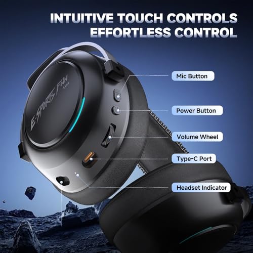 Wireless Gaming Headset with Detachable Noise Canceling Microphone | 2.4 GHz, Bluetooth, 53mm Titanium Drivers, 220H Battery, 7.1 Surround Sound