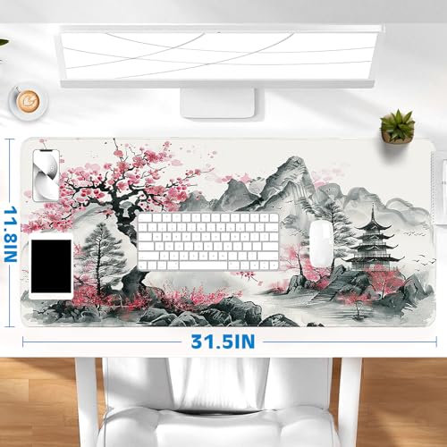 Gaming Mouse Pad, Desk Mat for Keyboard and Mouse, Large Mouse Pad for Desk, Computer Mousepad - color: Japanese Ink Painting