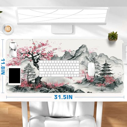 Gaming Mouse Pad, Desk Mat for Keyboard and Mouse, Large Mouse Pad for Desk, Computer Mousepad - color: Japanese Ink Painting