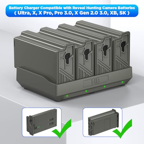 Reveal Lithium Battery Charger 4 Port Charger Compatible with Reveal Hunting Trail Camera Upgrade Charging Speed 5V/2A Input Output - size: 1 charger only