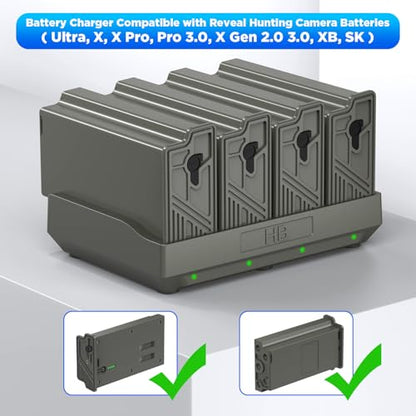 Reveal Lithium Battery Charger 4 Port Charger Compatible with Reveal Hunting Trail Camera Upgrade Charging Speed 5V/2A Input Output - size: 1 charger only