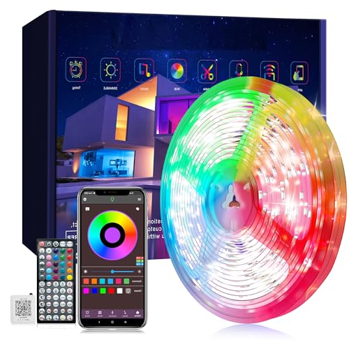 Ledagic Led Lights for Bedroom 65.6ft, Color Changing App & Remote Control Led Strip Lights, Dimmable RGB Music Sync Lights for Bedroom with Timer, Ideal for Party, Home Decoration, Gaming,1 Roll - size: 65.6ft