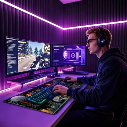 Mystical Gothic Library Large Gaming Mouse Pad Desk Mat 31.5x15.7 | Extended Mousepad, Non-Slip Rubber Base , Stitched Edges, for Computer/Laptop/Office/Home - color: Gothic Library