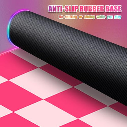 RGB Gaming Mouse Pad I Large Mousepad with 14 Led Modes I Keyboard Pad Gaming Desk Mat I Non-Slip Rubber Base Mouse Mat I 900x400x4mm Waterproof Mousepad for Gaming PC MacBook I Pink Checkered - color: Pink Checkered