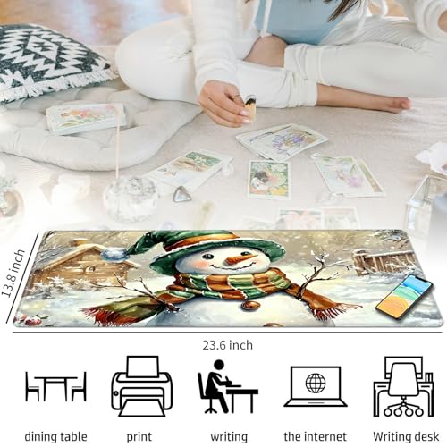 Snowman with Hat for MTG & TCG Playmat Mouse Pad,BFDHGQZC 24" x 14" Game Mat for MTG/RPG/CCG Trading Card Game Playmats Table Mat Perfect for Card Games Video Games Computer Office - color: Snowman With Hat