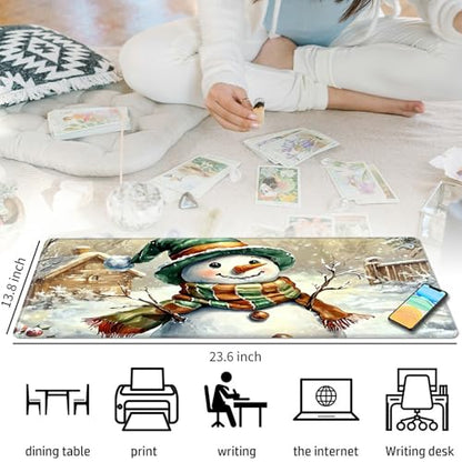 Snowman with Hat for MTG & TCG Playmat Mouse Pad,BFDHGQZC 24" x 14" Game Mat for MTG/RPG/CCG Trading Card Game Playmats Table Mat Perfect for Card Games Video Games Computer Office - color: Snowman With Hat
