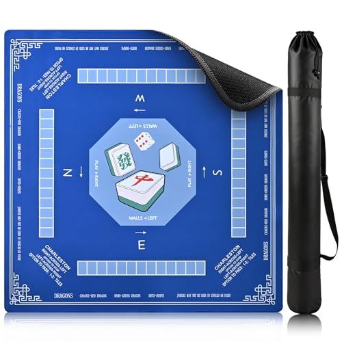 Goldge Mahjong Table Mat - 32" x 32" Mahjong Mat | Waterproof Non-Slip， Ideal for Table Games, Cards, Dominoes, and Board Games - color: Blue