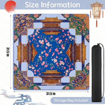 Drydiet Mahjong Mat for Table 31.5 x 31.5 Inch American Mahjong Mat with Carrying Bag, Non-Slip Noise Reduction Table Item for Family Poker Domino Board Game Night & Party Use(Liberty) - style: Liberty