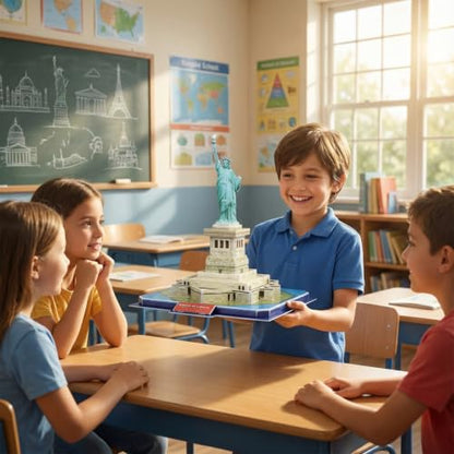 Architecture World Famous of 3D Puzzle.Build Your Own Collection of 17 Global Landmarks (Notre Dame, Colosseum) - Educational DIY Model Kit for Kids & Adults. (Statue of Liberty) - color: Statue of Liberty