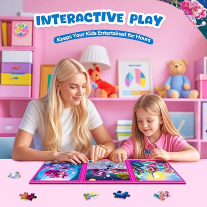 Magnetic Jigsaw Puzzles for Toddlers Kids 3-8 Girls,(3 36-Pieces) Travel Puzzles Toys for Kids Ages 4-6,Take-Along Car Airplane Road Trip Activities Game for 3 4 5 6 7 8 Year Old Birthday Gift,Mermaid - style: Mermaid Princess