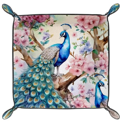 Peacock Cherry Floral Dice Tray Dice Rolling Tray Folding Dice Holder for Dice Games, Like RPG, DND and Other Table Games - color: Multi 19
