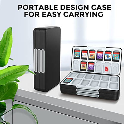 HEIYING Switch Game Card Case for Nintendo Switch 2(2025)/ OLED/Lite,Black Portable Travel Carry Case with 72 Game Card Slots and 24 Micro SD Cards Slots - color: Black