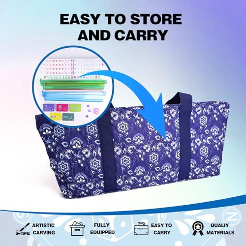 American Mahjong Game Set, Portable Carrying Bag,Acrylic 160 Tiles,Western Mahjong Tiles Set,Complete Ma Jong Set (Blue) - color: Blue