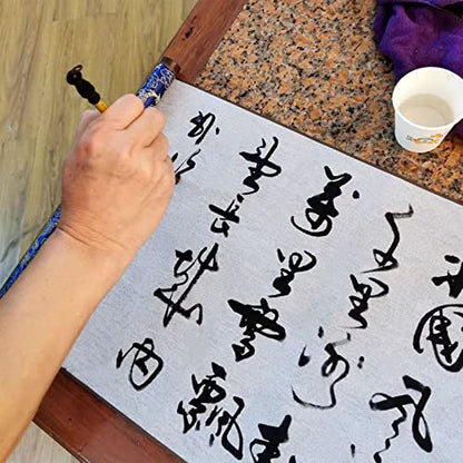 Flylin Calligraphy Cloth, Reusable Chinese Calligraphy Practicing Tool Magic Water Painting Paper Ten Thousand Times Writing Cloth Scroll for Home School (Blue) - color: Blue