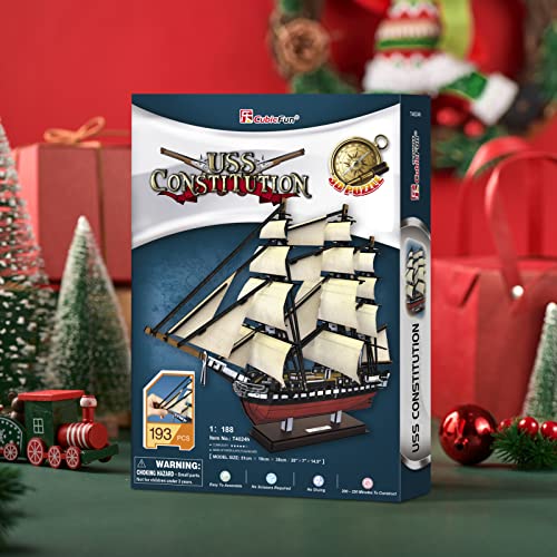 CubicFun 3D Ship Puzzles for USS Constitution Sailing Boat Models for Adults and Teens Toys, 193 Pieces - style: USS Constitution | 1:188