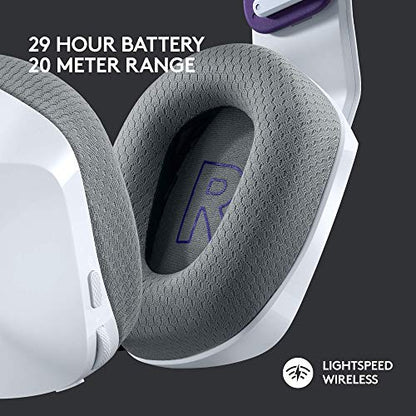 Logitech G733 Lightspeed Wireless Gaming Headset - White | Suspension headband, LIGHTSYNC RGB, Blue VO!CE mic technology, PRO-G audio drivers - color: White