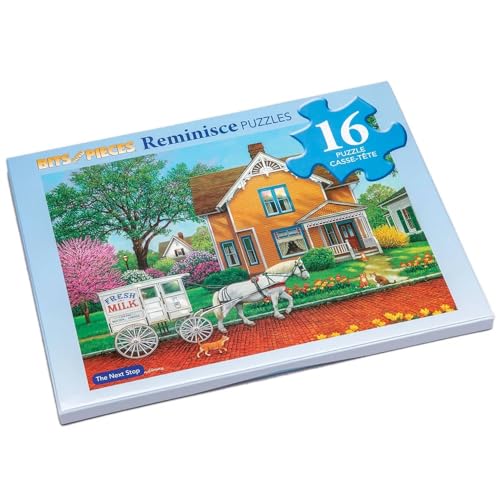 Bits and Pieces Large Piece Puzzles for Seniors, 10 in. x 13 in. The Next Stop Puzzle - 16 pc Extra Large Pieces Puzzles for Dementia Seniors, Alzheimer Puzzle Memory Aids for Seniors with Dementia - color: Next Stop, size: 16 Piece