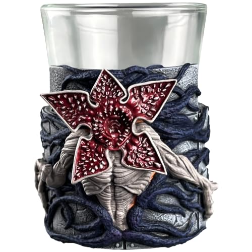 Stranger Things: Mini Dice Cup - Demogorgon - 7pc Purple & White Polyhedral Set, Detailed Character Sculpt On Glass Cup, Collectible RPG Accessories - style: Demogorgon