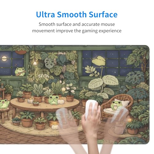 Cute Frog Gaming Mouse Pad Extended Large Mouse Mat 31.5 X 11.8 Inch Nonslip Rubber Base Long Desk Pad Stitched Edges Mousepad Mice Pad for Office Home Game - color: Cute Frog