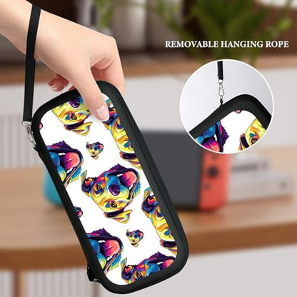 PPIKTC Carrying Case Compatible with Nintendo Switch, Travel Storage Holder Bag with 15 Game Cartridges, Watercolor Dog - color: Design (337)