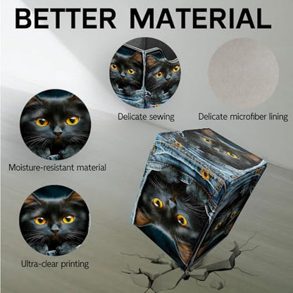 for MTG Deck Box, Trading Card Storage Case Holds 100+ Sleeved Cards, Black Kitten in Denim Pocket Magnetic Closure Durable Deck Holder for Magic The Gathering, TCG & Commander - color: Black Kitten in Denim Pocket