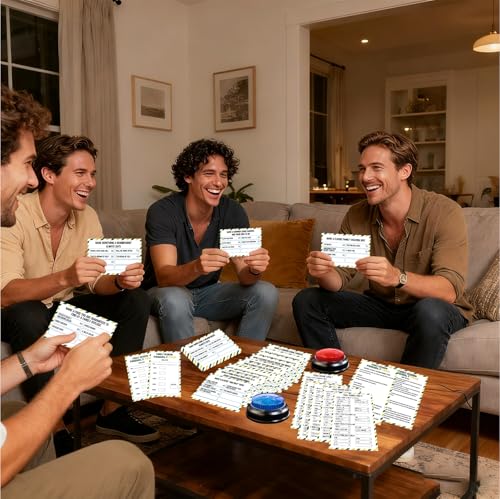 Family Friendly Feud Card Game with 2 Answer Buzzers,Family Reunion Game Night Fun Trivia Quiz for Holiday Gathering Party Office Class Groups Team Building