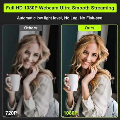ToLuLu 1080P Full HD Webcam with Ring Light Microphone Streaming Web Camera | for PC Mac Laptop Desktop, USB Computer Webcam with Privacy Cover and Tripod for Zoom Meeting Skype Teams Twitch - style: Webcam with Light & Cover & Tripod