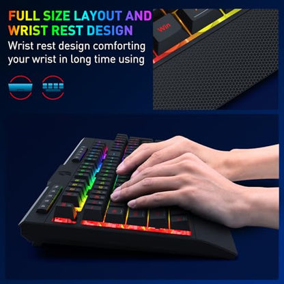Redragon S151 Combo, K525 Wireless Gaming Keyboard + M616 10000 DPI Mouse | 4 On-the-Fly Combos, No Software Needed, 0-Delay Tri-Mode, 6-Button Precision Control, Shared Dongle, On-Board CPI Mice - color: S151 BK PRO